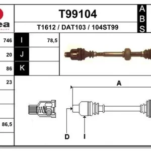 Bestseller  T99104 EAI Półoś napędowa (kaucja - patrz uwagi)
