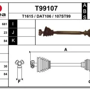 T99107 EAI Półoś napędowa (kaucja - patrz uwagi) Premium